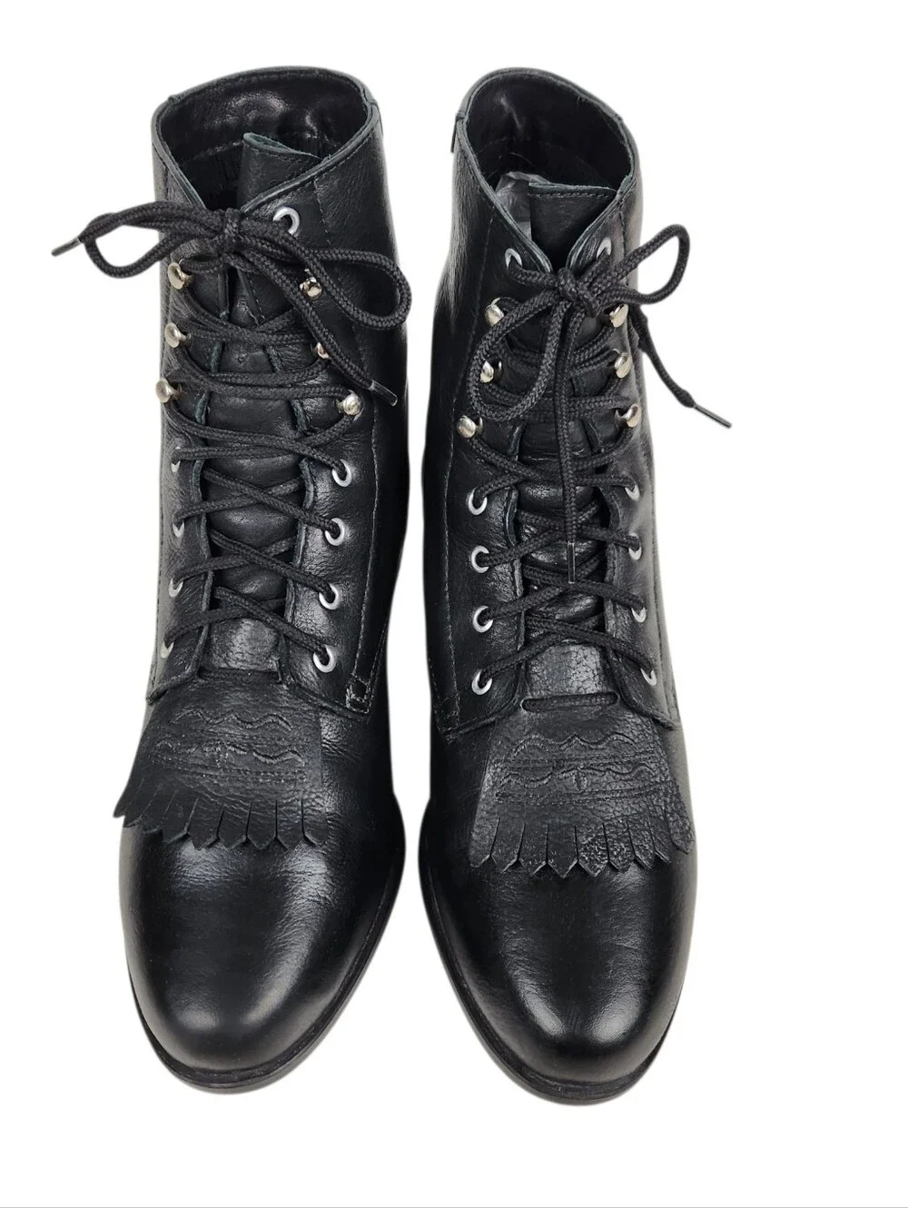 Ariat Heritage Lacer Black Leather Kiltie Lace Up Weatern Boots Womens Size 6.5M